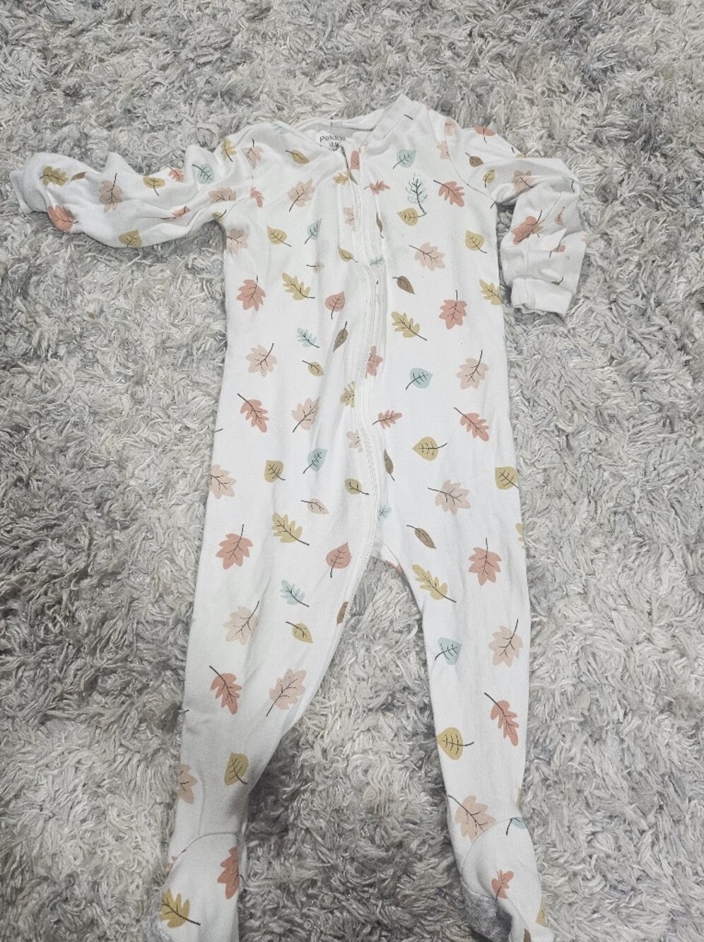 2/10$ Soft White Leaf-Print Zip Footed Sleep Sack for Kids